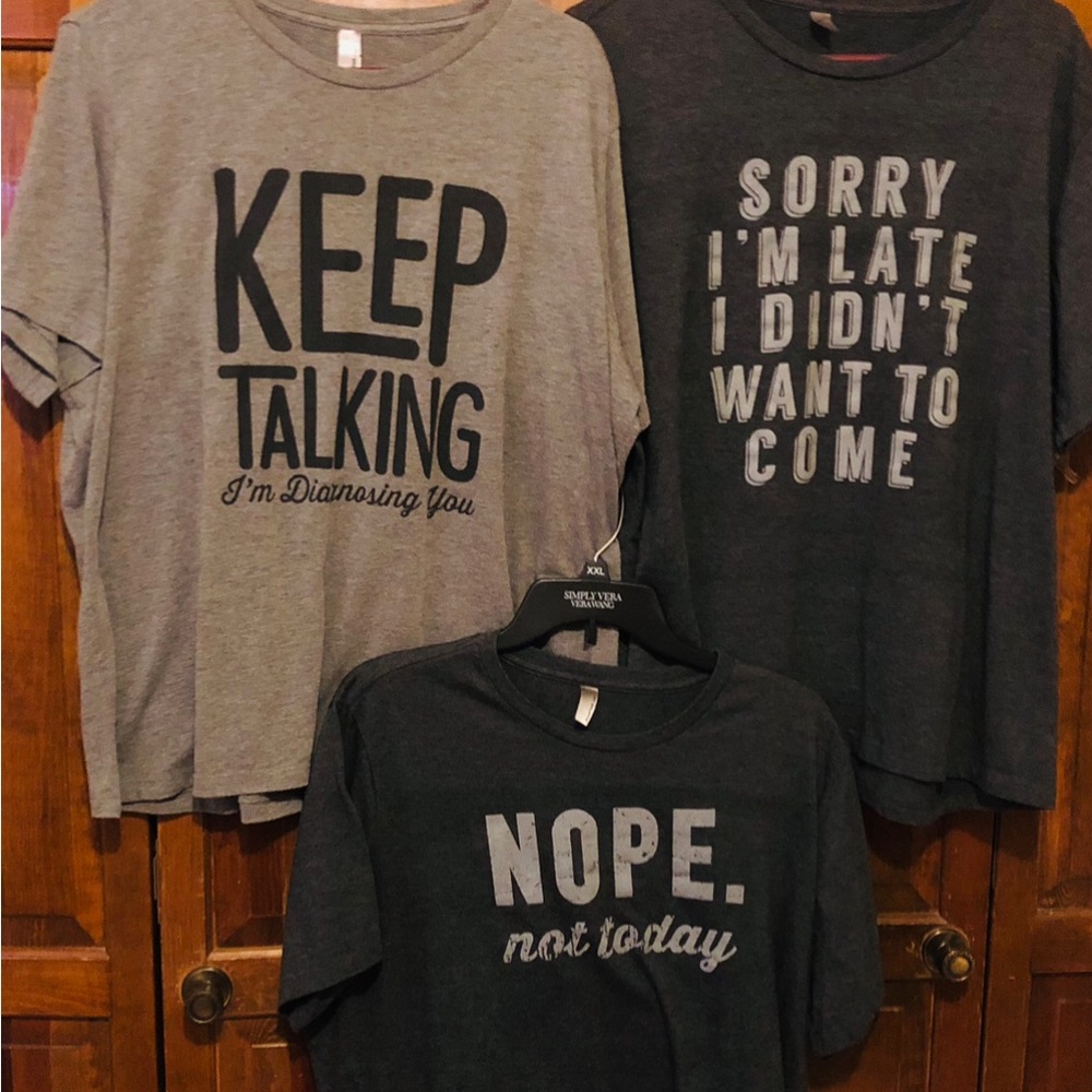 Three Sarcastic Statement T-Shirts, NWOT, XXL